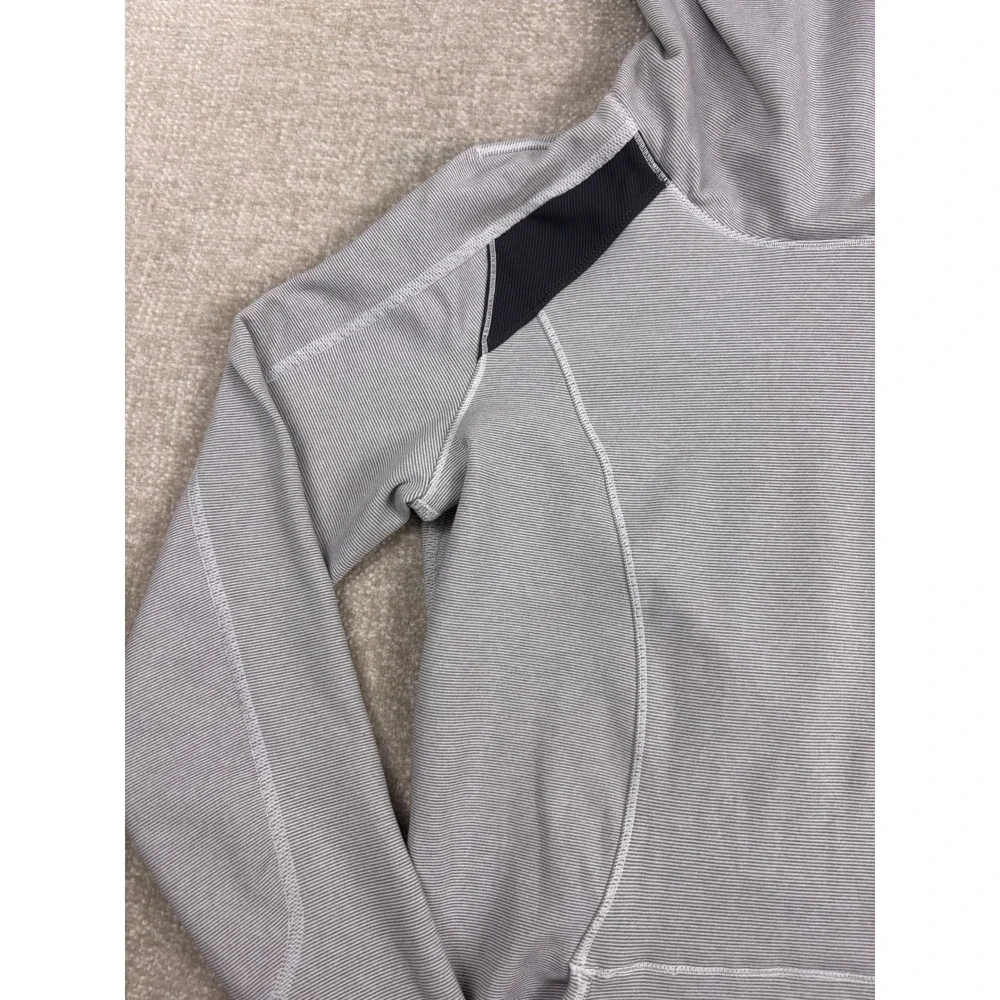 Lululemon Athletica Grey Striped Scuba Neck Gaiter Hoodie Womens 8 Activewear